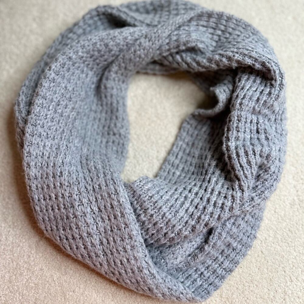 Cozy Gray Waffle Knit Infinity Scarf
